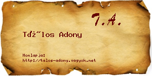 Tálos Adony névjegykártya